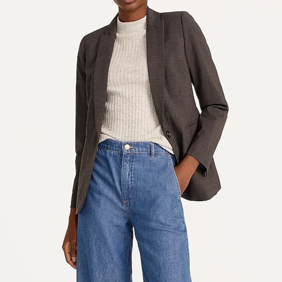 J. Crew Long Parke Blazer Denim Jacket Gray Brown - Picture 12 of 12